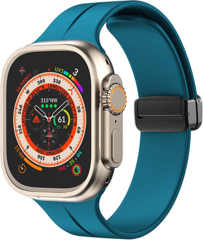 Siliconen bandje - geschikt voor Apple Watch 1/2/3/4/5/6/7/8/9/10/11/ SE (1,2,3) met maat 38 mm / 40 mm / 41 mm en 42 mm (Watch 10/11) - cyaan
