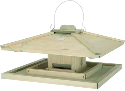 Japans vogelvoederhuis (hangend) - 19 cm hoog - Vurenhout - voederstation - voedersystemen - voederhanger - tuindecoratie - tuinaccessoire - geschenk - cadeau - gift - vogelliefhebbers