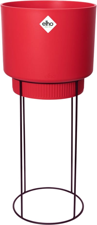 Elho B.for Studio Rond 30 - Bloempot voor Binnen met Plantenstandaard - 100% Gerecycled Plastic - Ø 29.5 x H 68.9 cm - Briljant rood