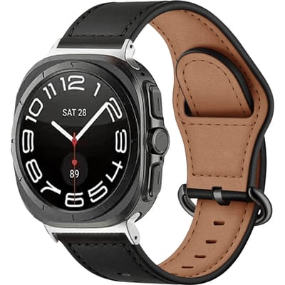 Kalebol Samsung Galaxy Watch Ultra Leren Bandje Zwart