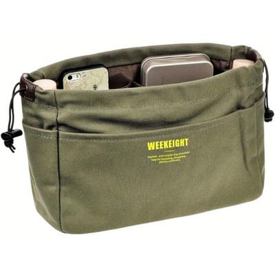 Organisateurs de rangement en toile à cordon de serrage Sac de doublure multi-poches Sac de rangement de voyage portable léger 1pc vert