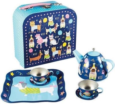 Floss & Rock Huisdieren - Tinnen thee servies - 7 delig - Multi