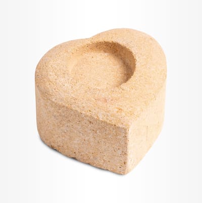 Bio Urn Kalksteen Hart Waxinelichtje Klein 110 ml Beige Creme - Urn voor Menselijke As - Crematie Urn voor As Volwassenen