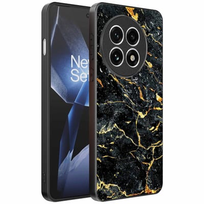 Geschikt voor OnePlus 13R Telefoonhoesje met Zwart Goud Marmer Opdruk - TPU Backcover Case Black Gold Marble Design - Zwart Goud - Smartphonica geschikt voor OnePlus 13R