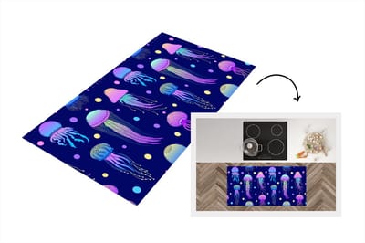 Keukenloper - Loper keuken - Kwallen - Patronen - Zeedieren - Neon - 120x60 cm - Keukenloper vinyl