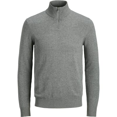 Jack & Jones - Heren Trui Emil Knit Half Zip - Grijs - Maat S