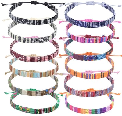 Dailygoody - Vriendschapsarmbanden - Handgemaakt - Verstelbaar - Meer kleuren - Gevlochten - Voor dames en heren - 12 stuks