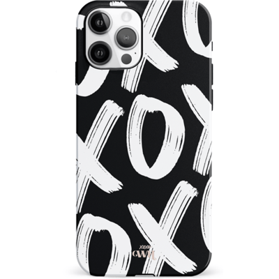 xoxo Wildhearts Can't Talk Now Black - Double Layer - Hoesje geschikt voor iPhone 11 Pro hoesje - Hard case met zwart/witte print - Beschermhoes geschikt voor iPhone 11 Pro case - Shockproof case met xoxo print - Zwart