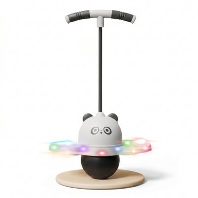 Jojoy - Pogo Ball met Handvat - Springbal & Balansbal voor Kinderen - Stuiterbal met Verlichting - Buitenspeelgoed & Binnenspeelgoed - Zwart - HOPLINKA
