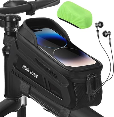 Waterdichte Fietsframetas met TPU-touchscreen en zonneklep voor telefoons onder 7 inch