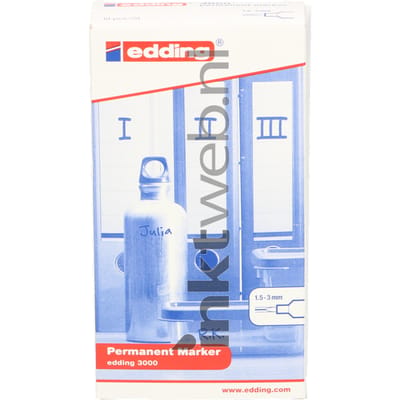 edding 3000 permanent marker - zwart - 10 stiften - ronde punt 1,5-3 mm - water en wrijfvast - voor karton, kunststof, hout, metaal, etc. - alcohol markers voor volwassenen