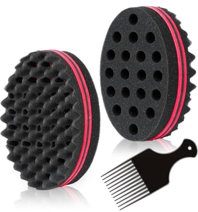 Grote Gaten Spons voor Haar - Magische Spons Borstel voor Krullen met Gratis Haar Pick Kam (2 pack)