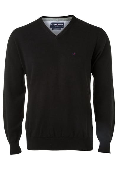 CASA MODA heren trui katoen - V-hals - zwart