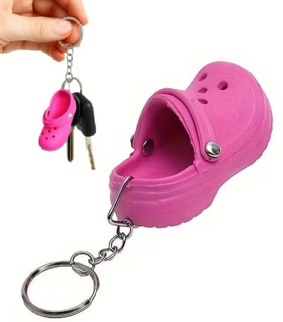 Schattige Mini Klomp Sleutelhanger – Roze Siliconen Clog Keychain – Speels Damesaccessoire voor Sleutels, Tas of Auto
