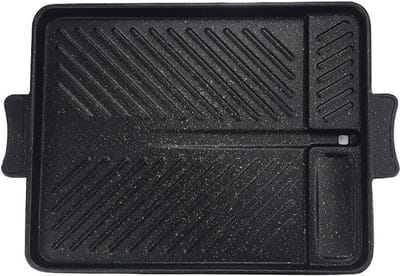 SnelShoppen - Korean Style Nonstick Grill Pan - Rectangular BBQ Pan - Smoke-free Griddle voor Binnen & Buiten - Gezond Koken - Tilting Design - Perfec