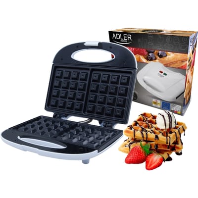 Adler AD 311 700W wafel, 2 wafels, antiaanbaklaag, thermostaat, Wit