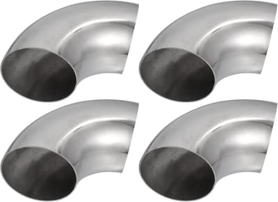 Dailygoods- Uitlaatpijp 90 Graden - Set van 4 Stuks - 76 mm Buitendiameter - Roestvrij Staal - Hoogwaardig en Duurzaam - Eenvoudige Installatie - Uitlaatbocht