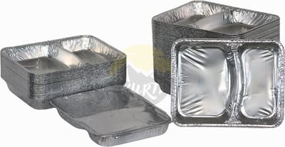 Aluminiumbakje 812 G tweedelig met aluminium deksel 100 Stuks | Menuschaal 2 vaks Aluminium | Prep meal | Fitness | Salade | Maaltijd | Take Away | Aluminium bakjes wegwerp | Aluminium bakjes met deksel | Aluminium wegwerp bakjes