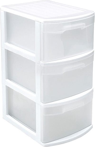 PlasticForte Ladeblok - 3 lades - wit/transparant - 39 x 29 x 59 cm - bureau organizer