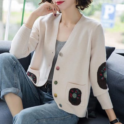 Herfst en Winter Gebreid Trui Vest Losse Grote Maat Top Eenvoudig Kort Middelbare Leeftijd Vrouwen Jas S gray