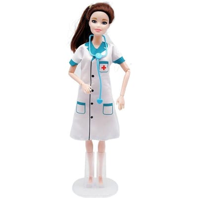 1 Set Scene Dokterverpleegster Poppenkleding Cosplay Stewardess Poppenjurk Bijenhouder Mooie Bjd Poppenkleding Kinderspeelgoed white