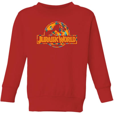 Jurassic Park Logo Tropical Kids' Sweatshirt - Red - 98/104 (3-4 jaar)