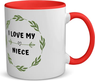 Akyol - i love my niece koffiemok - theemok - rood - Nicht - liefste nicht - verjaardag - cadeautje voor nicht - nicht artikelen - kado - geschenk - 350 ML inhoud