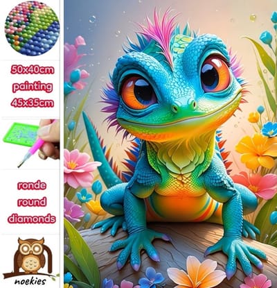 50x40cm Diamond Painting fantasie salamander (rond) nr 112