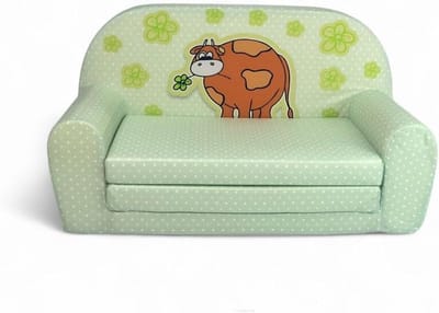 Kinderbank uitklapbaar - Kinderslaapbank - Spelen en slapen - Afneembare hoes - 78 x 40 cm - Groen