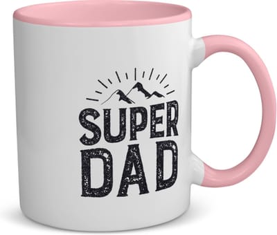 Akyol - super dad koffiemok - theemok - roze - Papa - vader - cadeau - vaderdag - 350 ML inhoud