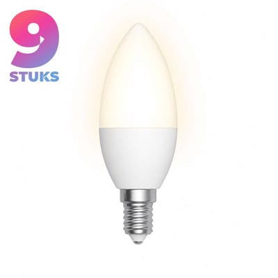 9x Kaarslamp Led-lamp E14 - 5W - Warm Wit Licht (2700K) - 475 lm - 10 jaar - Niet Dimbaar