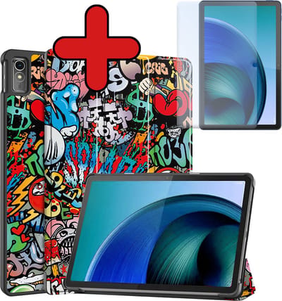 Hoesje - Geschikt voor Lenovo Tab M10 5G - Met Screenprotector - Hardcover Book Case - Trifold Bookcase Hoes - Hard Cover - Tablethoes - Graffity