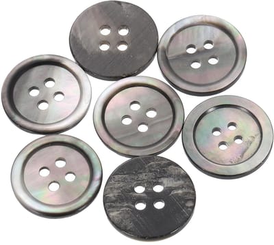 Knopen, 4-gats parelmoerknopen 20 mm naaiknopen voor hemd naaien doe-het-zelf handwerk decoratie, zwart/zilver