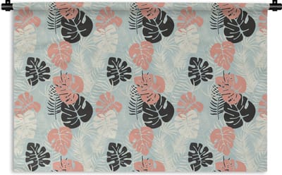 Wandkleed - Wanddoek - Bladeren - Monstera - Pastel - Hawaii - Patronen - 180x120 cm - Wandtapijt