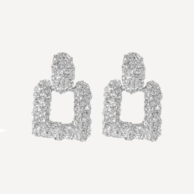 Margot Bardot Textured Oorbellen Square Silver