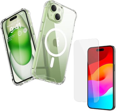 Shockproof Magnetische Bumper Hoesje Compatibel met MagSafe Geschikt voor: Apple iPhone 15 - Schokbestendig Magnetische Ring + Screenprotector