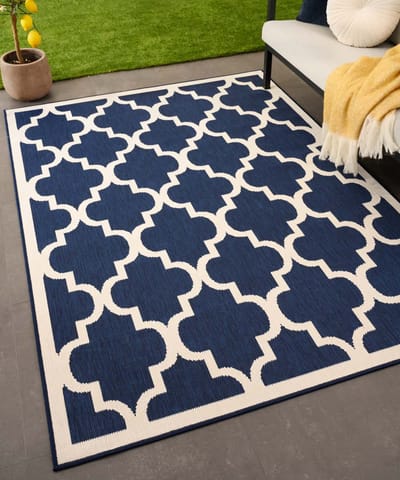 Retro buitenkleed - Flip Lucky donkerblauw 160x220