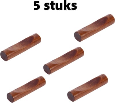 5 stuks - Eetstokjeshouder - Ovale multifunctionele eetstokjeshouder - Draagbaar - Houten eetstokjeshouder - Keuken- en eettafelrek - 8,5 cm * 2,7 cm - Bruin