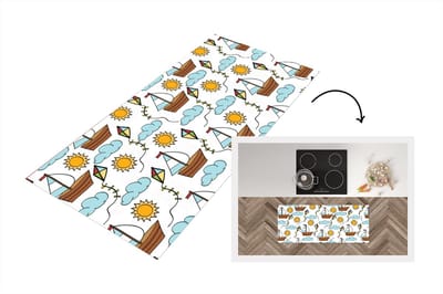 Keukenloper - Loper keuken - Vlieger - Zomer - Boot - Patroon - 120x50 cm - Keukenloper vinyl