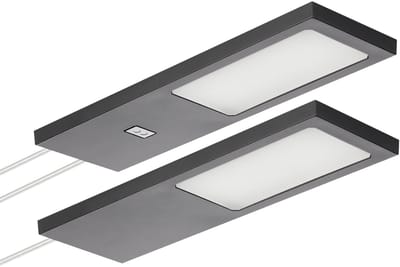 SOTECH set van 2 LED-meubellampen GIULIA II met / zonder sensor zwart, 4000K neutraal wit incl. transformator & verdeler Onderkastverlichting