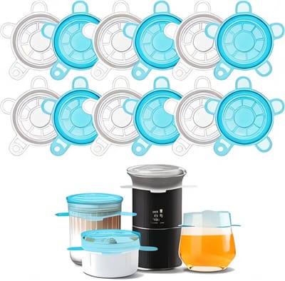 Famanu - Kleine siliconen stretchdeksels, 12 stuks 6,5 cm Zero Waste Herbruikbare Siliconen Container Deksels Covers voor potten, kommen, bekers, flessen, blikjes, potten (12 stuks, klein)