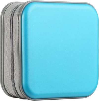 CD Case met 48 Capaciteit - Harde Plastic Draagbare DVD Pouch, Beschermende Zipper en Opbergtas voor Auto en Reizen (Lichtblauw)