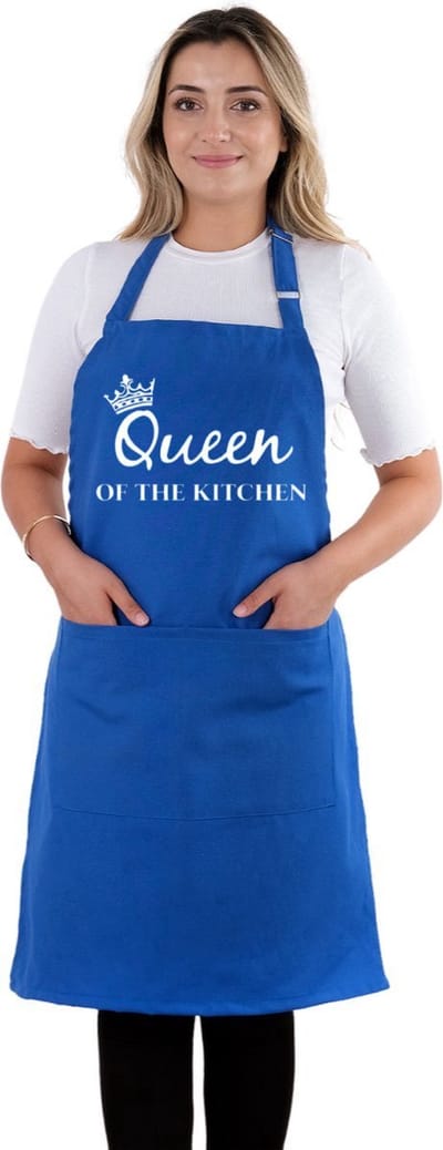 Royal Simple Keukenschort - Blauw - 60 x 80 cm - Queen of The Kitchen - Verstelbaar Keukenschort Dames - Horecakwaliteit