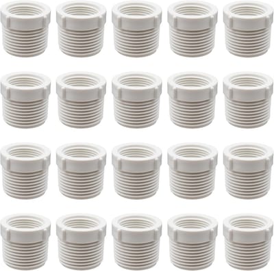 PVC Reducer Adapter 1 Inch Buitendraad naar 3/4 Inch Binnendraad - 20 Stuks