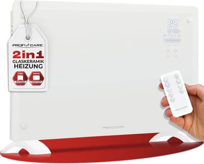 ProfiCare® PC-GKH 3119 Elektrische verwarming met glazen front - geschikt voor wandmontage - convectorverwarming met 2 warmtestanden - geluidloos