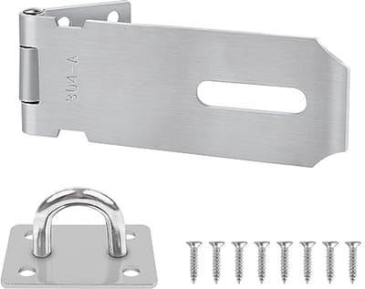 Dailygoods- Hangslot 10,2 cm - Roestvrij Staal 304 - Veiligheidsovervalslot - Binnen/Buiten Gebruik - Flexibele Installatie - Inclusief Bevestigingsschroeven - Veiligheidslot