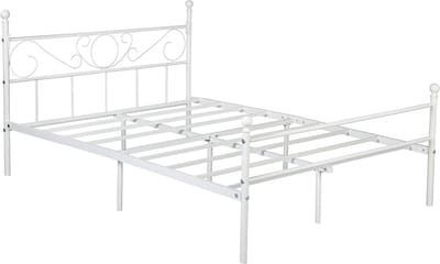 Happyment Metalen bedframe - 140 x 200cm - Incl. lattenbodem - Twijfelaar - 2 persoons - Wit