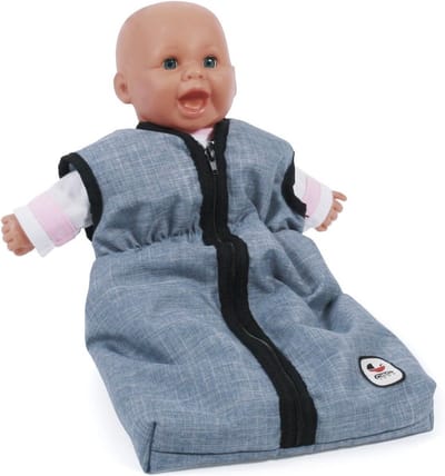 Poppen slaapzak - Baby pop accessoires - Poppen verzorgen - Met rits - Tot 55 cm - Jeans blauw