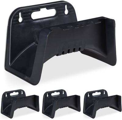 4x tuinslanghouder wandmodel - wandslanghouder - slanghouder - kunststof - zwart