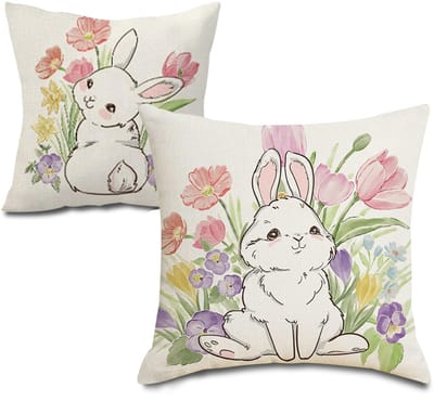 Dailygoods- Kussenslopen Set van 3 - 45 x 45 cm - Bloemenpatroon - Kussenhoezen voor Bank - Paasdecoratie - Polyestervezel